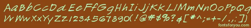 フォントLehn166 – 緑色の文字が茶色の背景にあります。