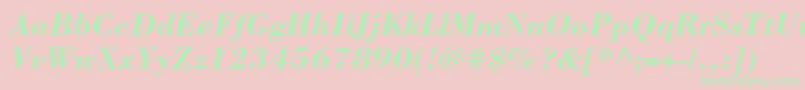 BodoniLtBoldItalic Font – Green Fonts on Pink Background