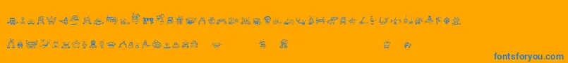 Alphabots Font – Blue Fonts on Orange Background
