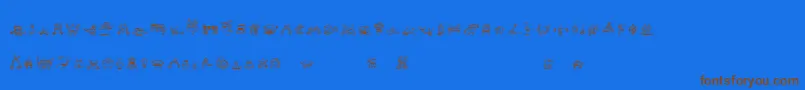 Alphabots-Schriftart – Braune Schriften auf blauem Hintergrund