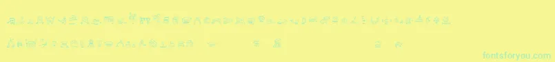 Saiba mais sobre a fonte Alphabots Fonte Alphabots – fontes verdes em um fundo amarelo