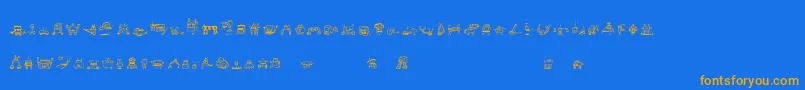 Alphabots-Schriftart – Orangefarbene Schriften auf blauem Hintergrund