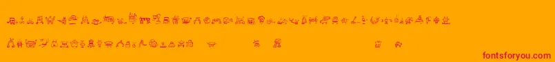 Police Alphabots – polices rouges sur fond orange
