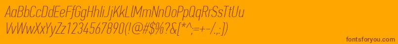 PfdintextcompproThinitalic Font – Brown Fonts on Orange Background