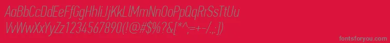 PfdintextcompproThinitalic Font – Gray Fonts on Red Background