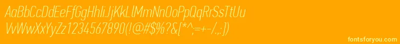 PfdintextcompproThinitalic Font – Yellow Fonts on Orange Background