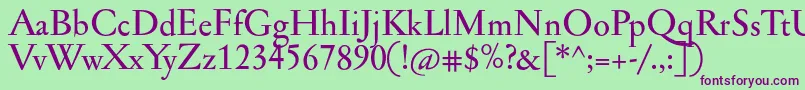 Jannonmed Font – Purple Fonts on Green Background