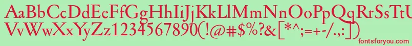 Jannonmed Font – Red Fonts on Green Background