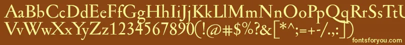 Jannonmed-fontti – keltaiset fontit ruskealla taustalla