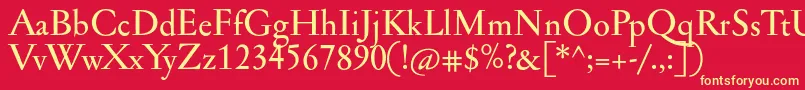 Jannonmed Font – Yellow Fonts on Red Background