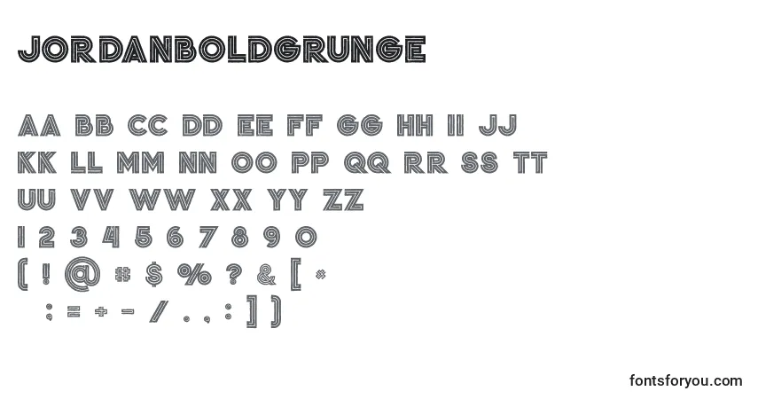 Schriftart Jordanboldgrunge (73094) – Alphabet, Zahlen, spezielle Symbole