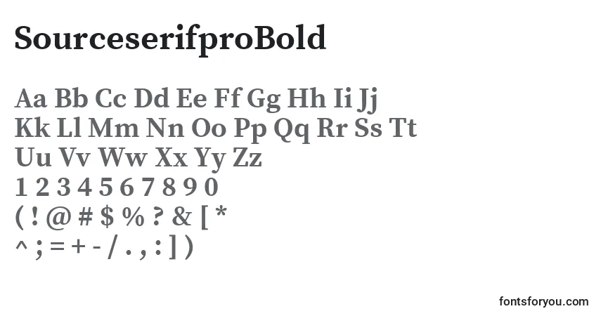 Шрифт SourceserifproBold – алфавит, цифры, специальные символы