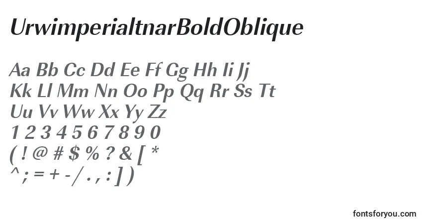 Czcionka UrwimperialtnarBoldOblique – alfabet, cyfry, specjalne znaki