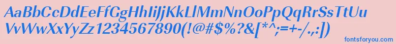 フォントUrwimperialtnarBoldOblique – ピンクの背景に青い文字