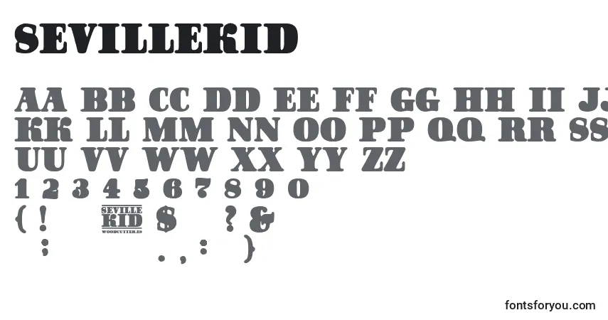 Шрифт SevilleKid – алфавит, цифры, специальные символы