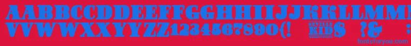SevilleKid Font – Blue Fonts on Red Background