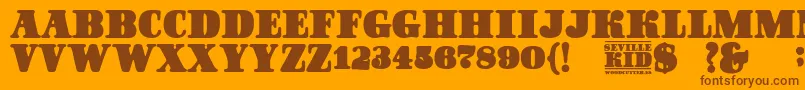 Police SevilleKid – polices brunes sur fond orange