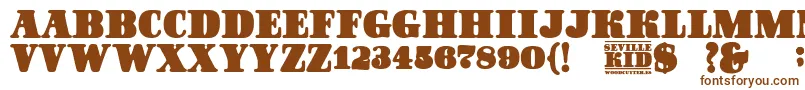 Fonte SevilleKid – fontes marrons em um fundo branco