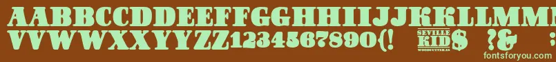SevilleKid-Schriftart – Grüne Schriften auf braunem Hintergrund