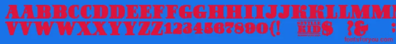 SevilleKid Font – Red Fonts on Blue Background