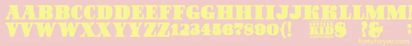 SevilleKid Font – Yellow Fonts on Pink Background
