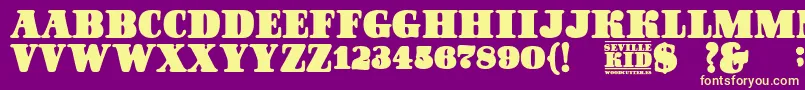 Czcionka SevilleKid – żółte czcionki na fioletowym tle