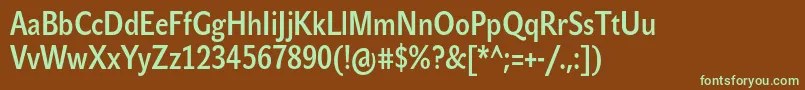 JohnsanscondLiteProBold-fontti – vihreät fontit ruskealla taustalla