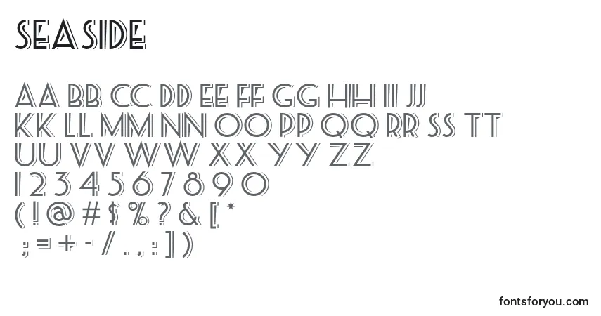 Schriftart Seaside – Alphabet, Zahlen, spezielle Symbole