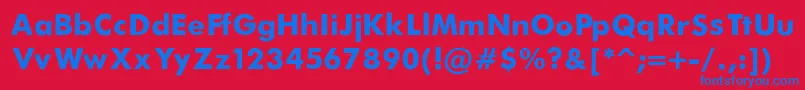 FuturaBold-Schriftart – Blaue Schriften auf rotem Hintergrund