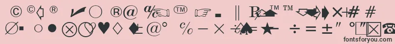 フォントUniversalNewsW.CommercialPi97 – ピンクの背景に黒い文字