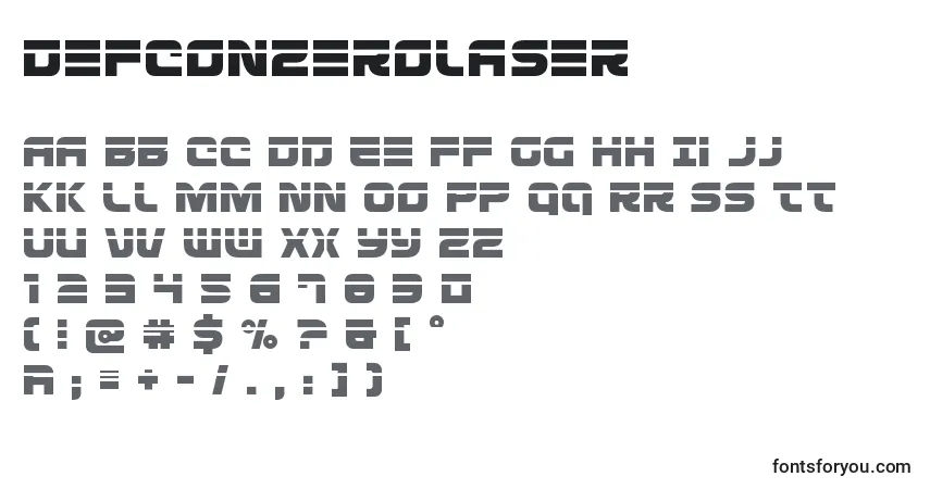 Fuente Defconzerolaser - alfabeto, números, caracteres especiales