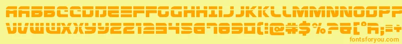 Defconzerolaser-Schriftart – Orangefarbene Schriften auf gelbem Hintergrund