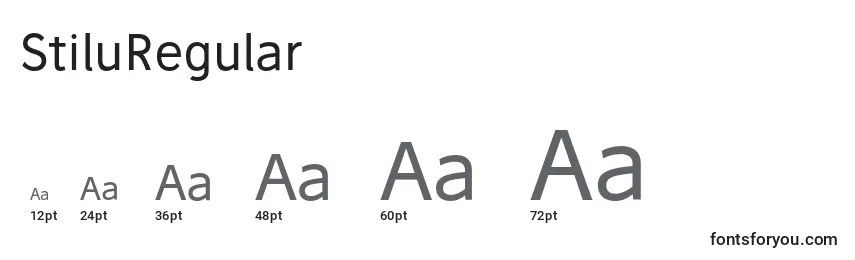 Размеры шрифта StiluRegular