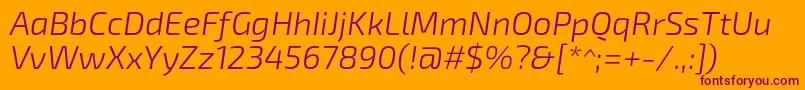 Exo2Lightitalic Font – Purple Fonts on Orange Background