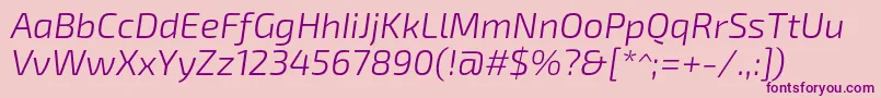 Fonte Exo2Lightitalic – fontes roxas em um fundo rosa
