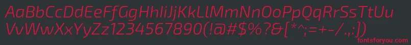 Exo2Lightitalic Font – Red Fonts on Black Background