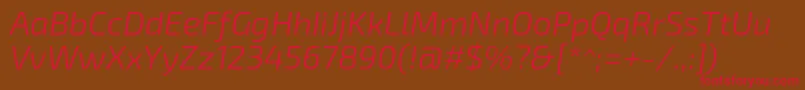 フォントExo2Lightitalic – 赤い文字が茶色の背景にあります。