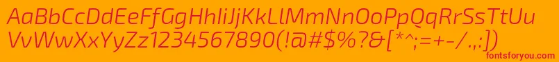 Czcionka Exo2Lightitalic – czerwone czcionki na pomarańczowym tle