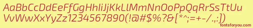 Exo2Lightitalic Font – Red Fonts on Yellow Background