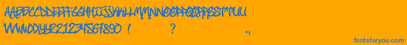 フォントStreetSoul – オレンジの背景に青い文字