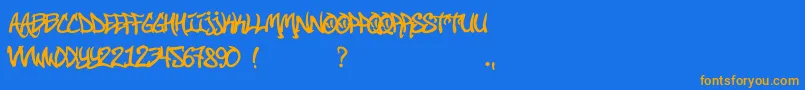 フォントStreetSoul – オレンジ色の文字が青い背景にあります。