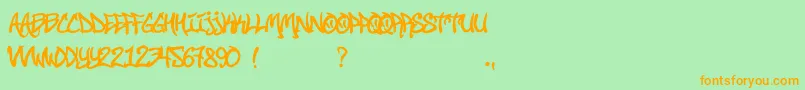 フォントStreetSoul – オレンジの文字が緑の背景にあります。