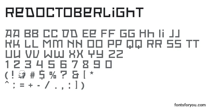 Fuente RedOctoberLight - alfabeto, números, caracteres especiales