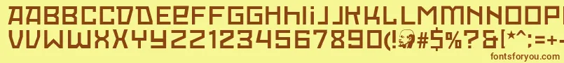 フォントRedOctoberLight – 茶色の文字が黄色の背景にあります。