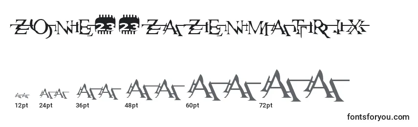 Zone23ZazenMatrix Font Sizes
