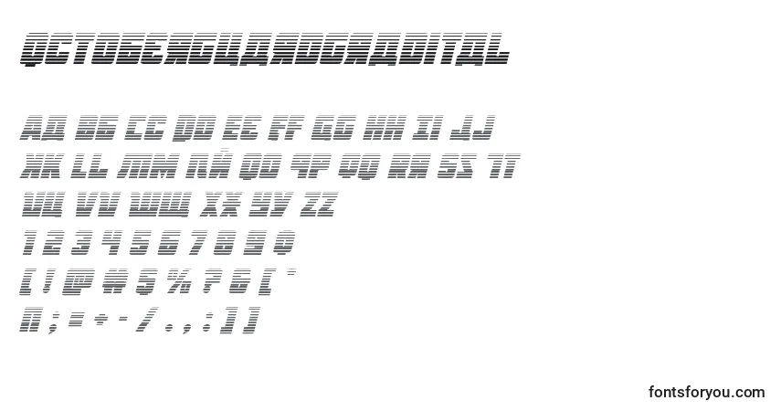 Schriftart Octoberguardgradital – Alphabet, Zahlen, spezielle Symbole