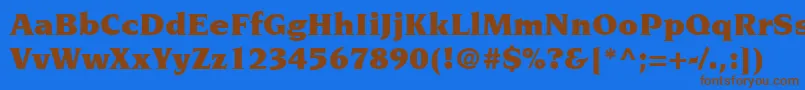 フォントItcNovareseLtUltra – 茶色の文字が青い背景にあります。
