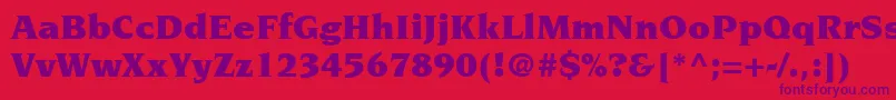 Czcionka ItcNovareseLtUltra – fioletowe czcionki na czerwonym tle