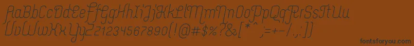 MerijntjeRegularitalic-Schriftart – Schwarze Schriften auf braunem Hintergrund