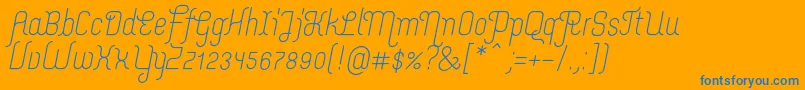 MerijntjeRegularitalic-Schriftart – Blaue Schriften auf orangefarbenem Hintergrund